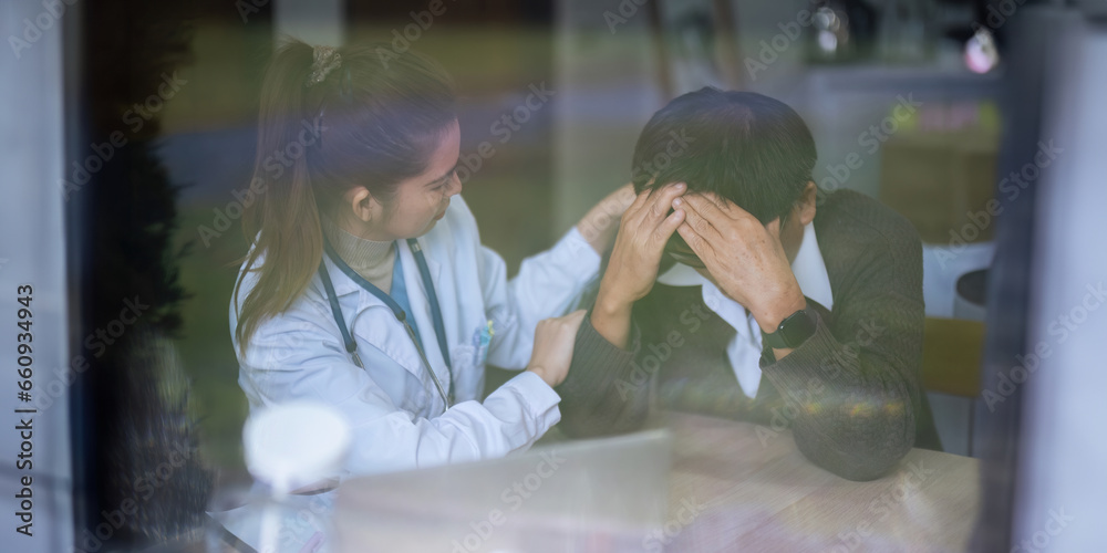 Doctor holding hands and patient empathy senior male , healthcare or medical trust, hope and faith in therapy, healing and rehabilitation in mental health consulting Doctor holding hands and patient empathy senior male , healthcare or medical trust, hope and faith in therapy, healing and rehabilitation in mental health consulting