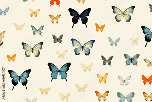 Various butterflies, seamless pattern background.