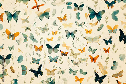 Various butterflies, seamless pattern background. © leo_nik