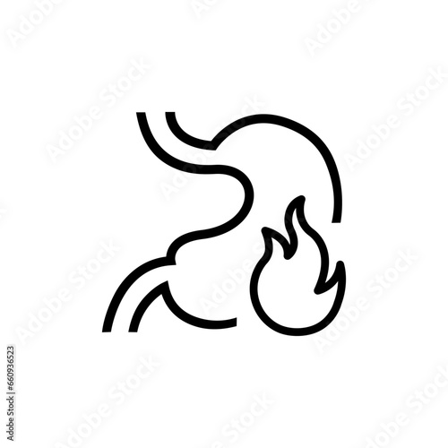 Heartburn editable stroke outline icon isolated on white background flat vector illustration. Pixel perfect. 64 x 64.