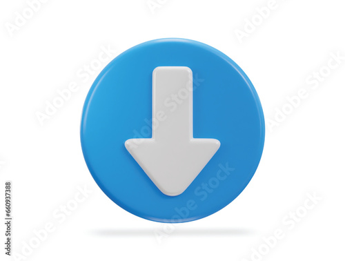 down Arrow icon on 3d rendering vector illustration
