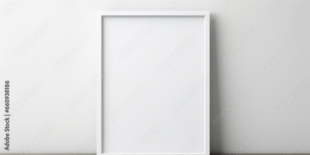 Blank picture frame mockup on a wall. Square orientation. Artwork template in interior design : Generative AI Blank picture frame mockup on a wall. Square orientation. Artwork template in interior design : Generative AI