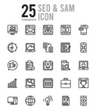 25 SEO And SAM Outline icons Pack vector illustration.
