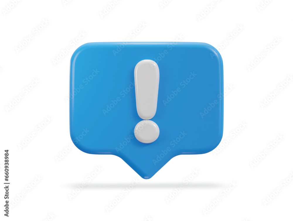 3d speech bubble with alert icon 3d speech bubble with alert icon