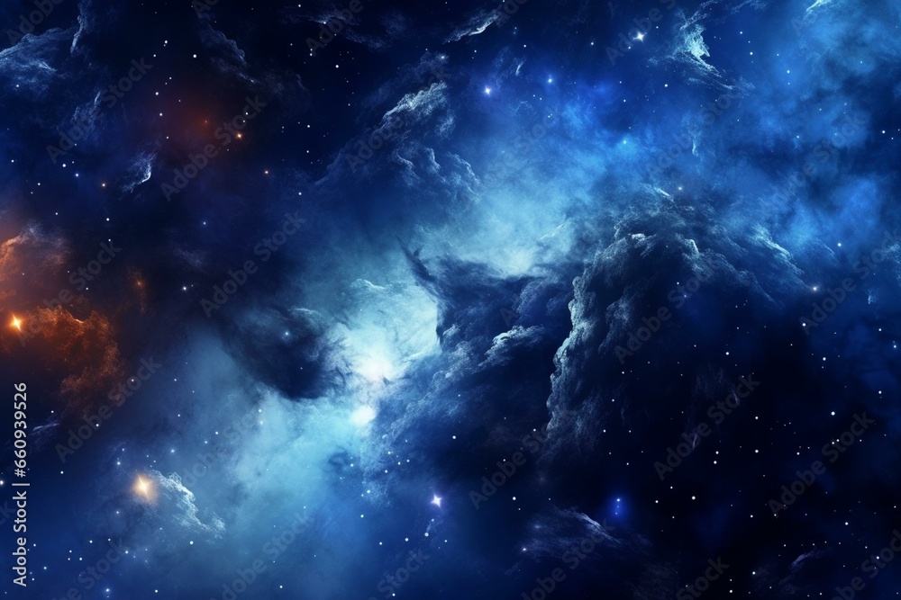 Background with intense blue hue in outer space. Generative AI