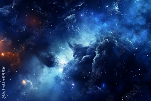 Background with intense blue hue in outer space. Generative AI © Mason