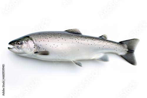 Atlantic salmon fish isolated on a white background.