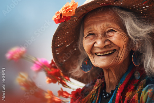 Portrait of senior asian woman posing for a shot photo