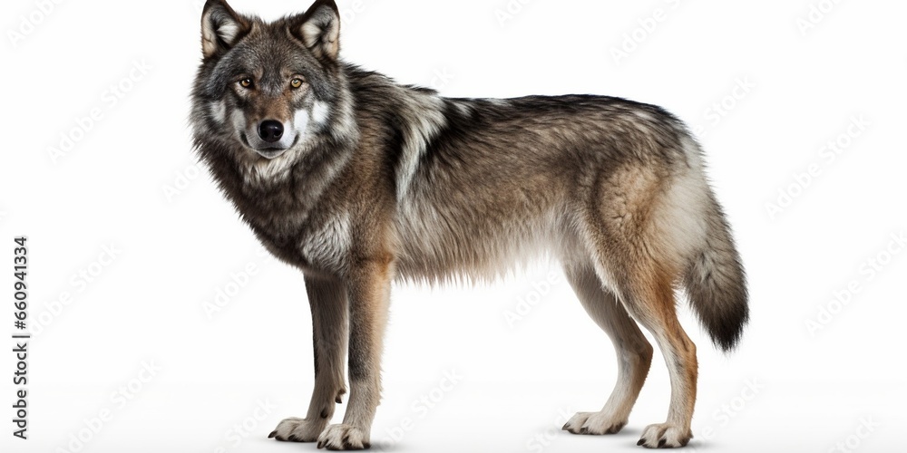 Gray wolf isolated on white background : Generative AI
