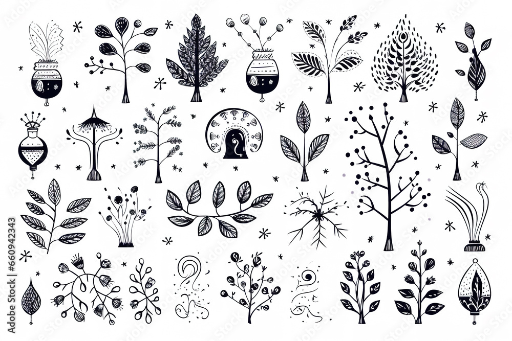 Hand drawn wedding ornaments collection. Background.
