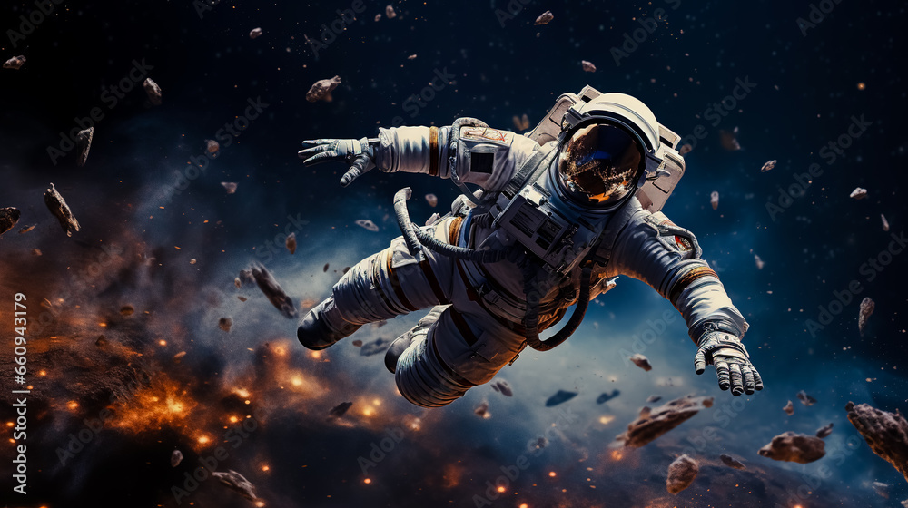 Fototapeta premium Astronaut falling back into the universe.