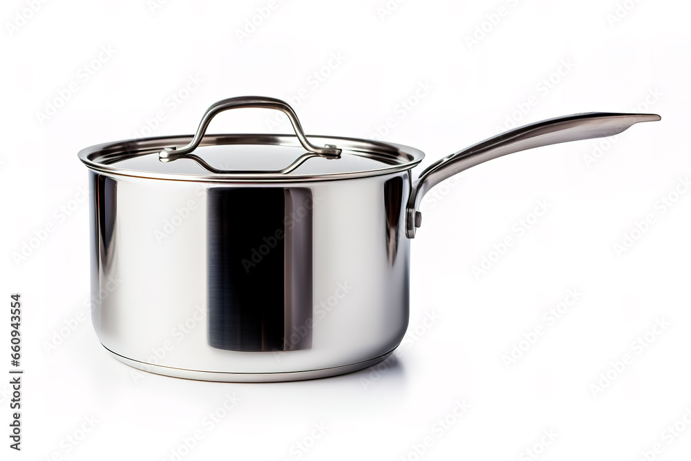 Steel saucepan on a white background. Steel saucepan on a white background.