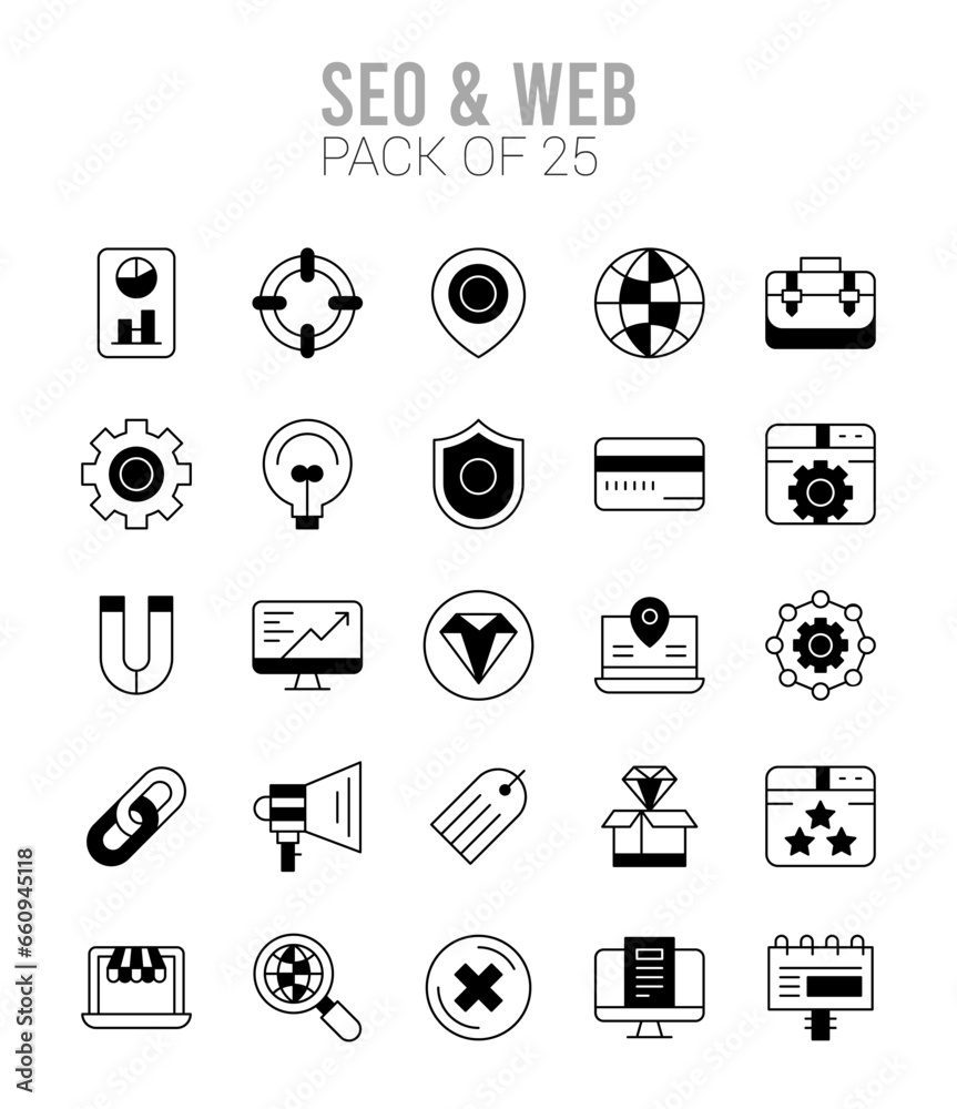 25 SEO & WEB Lineal Fill icons Pack vector illustration. 25 SEO & WEB Lineal Fill icons Pack vector illustration.