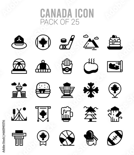 25 Canada Lineal Fill icons Pack vector illustration.