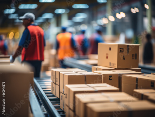 Boxes of goods ready to be sent from warehouse, logistics goods delivery concept