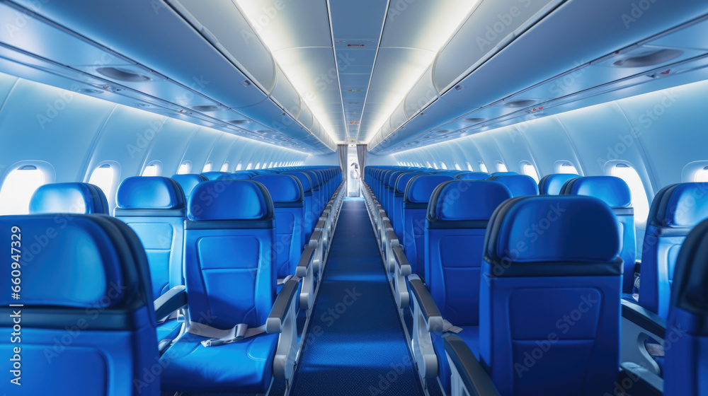 Modern Airplane seats in perspective. Transportation concept. Modern Airplane seats in perspective. Transportation concept.