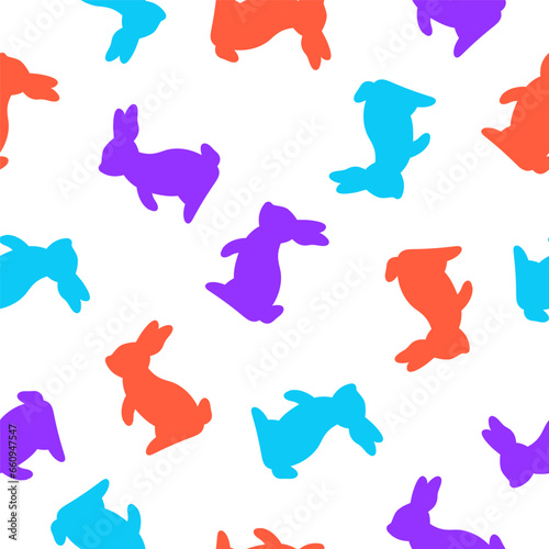 Seamless pattern with colorful rabbit