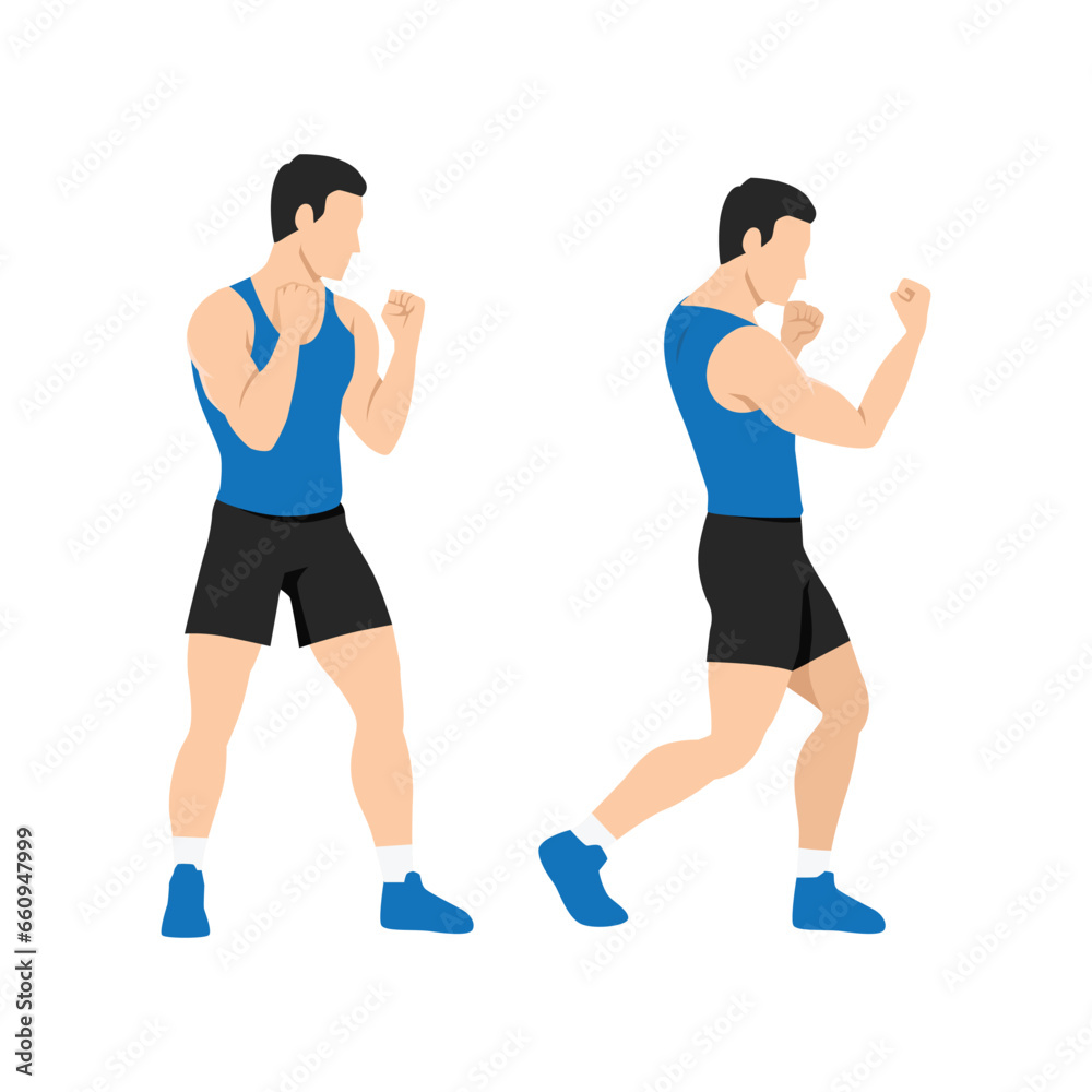 Man training boxing. Uppercut step by step. Man training boxing. Uppercut step by step.