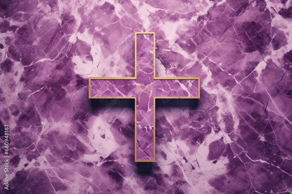 Purple cross on marbled background. Generative AI