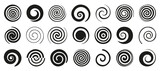 Funnel or swirl icons. Black vortex logo. Set of spiral element. Funnel icon collection