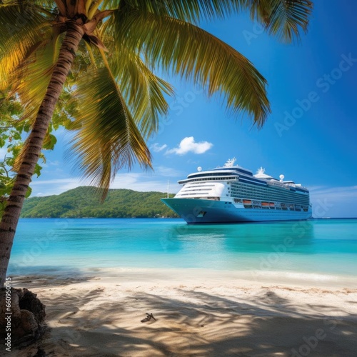 Cruise to the Caribbean with Palm Tree on Coral © mirexon