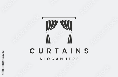 Curtain logo icon design template flat vector