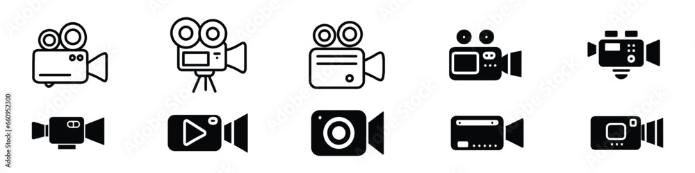 Video icon vector. Video camera icon vector. Video camera icon vector Illustration, movie icon, vector video sign, Video vector icon on transparent background, Video icon, video camera icon - obrazy, fototapety, plakaty 