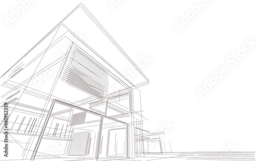 House building sketch architectural 3d illustration