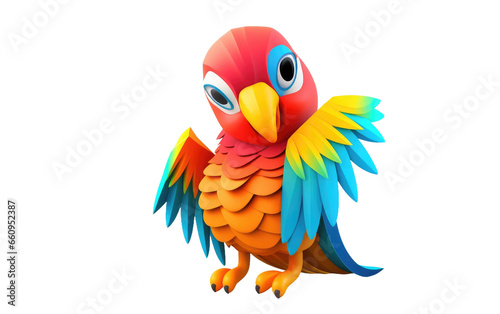 3D Cartoon of a Cute Colorful Parrot on transparent background © zainab