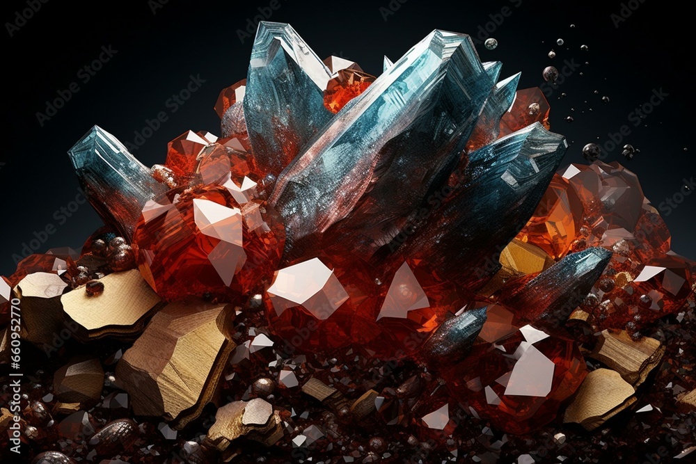 3D depiction of minerals formed from rare earth elements. Generative AI - obrazy, fototapety, plakaty 