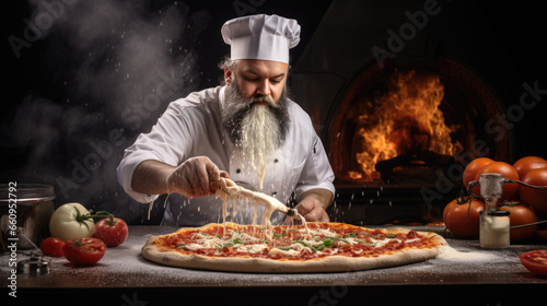 Chef makes Italian pizza