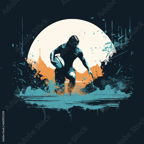 sports underwater rugby silhouette distressed re. Created using Generative AI Technology