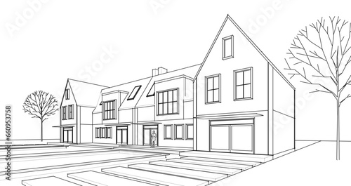 traditional house sketch 3d rendering