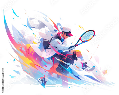 Flat abstract design of a tennis player  minimalism illustration  website  Ul design