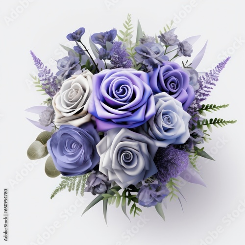 Watercolor floral bouquet isolated on white background.