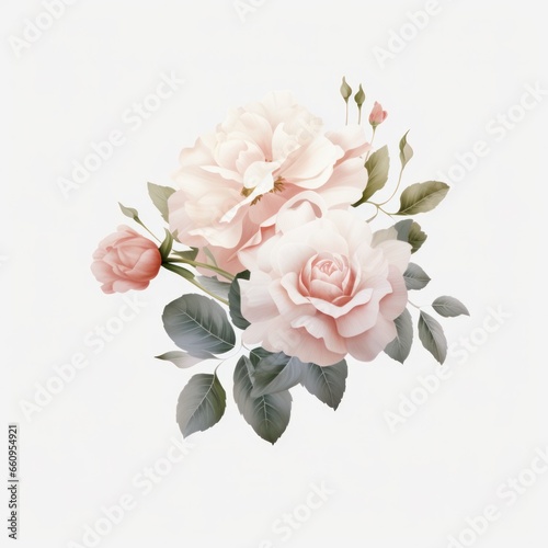 Watercolor floral bouquet isolated on white background.