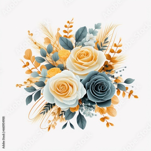Watercolor floral bouquet isolated on white background. © munduuk