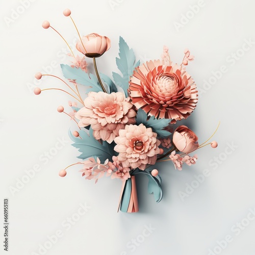 Watercolor floral bouquet isolated on white background.