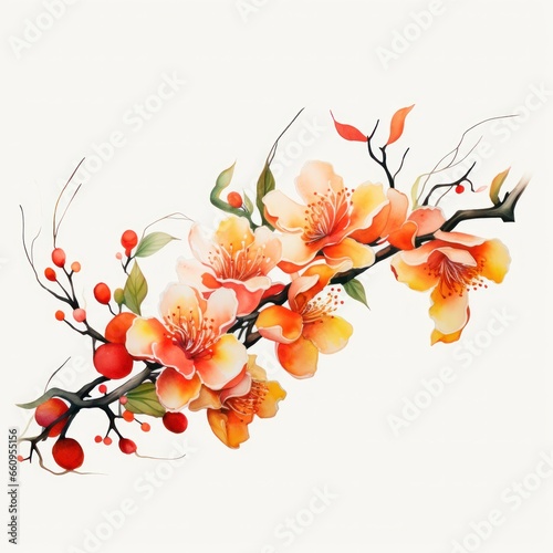 Watercolor floral bouquet isolated on white background.