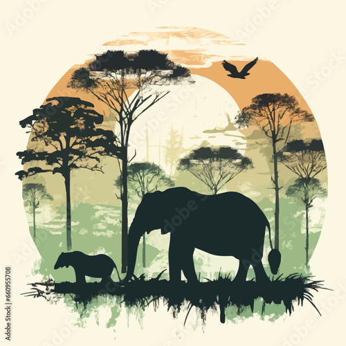 parksoutdoor wildlife conservation silhouette di. Created using Generative AI Technology