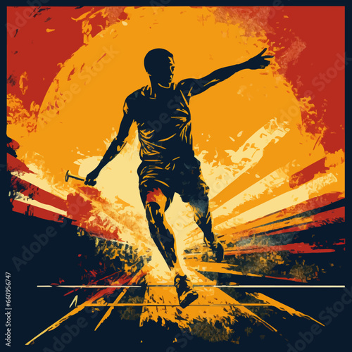 sports track and field silhouette distressed. Created using Generative AI Technology
