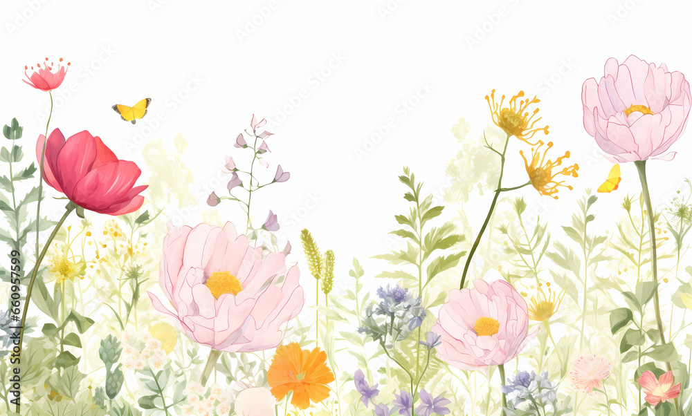 a collection of soft watercolor flowers