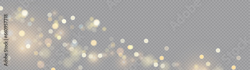 The dust sparks and golden stars shine with special light. Vector sparkles on a transparent background. . Stock royalty free vector illustration. PNG