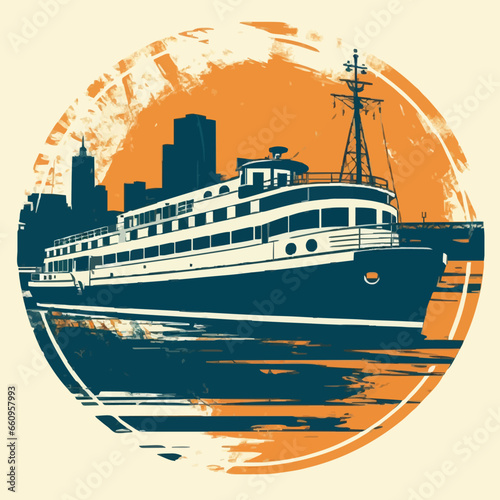 transportation river cruise silhouette. Created using Generative AI Technology