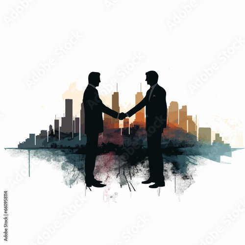 business company merger silhouette distressed re. Created using Generative AI Technology