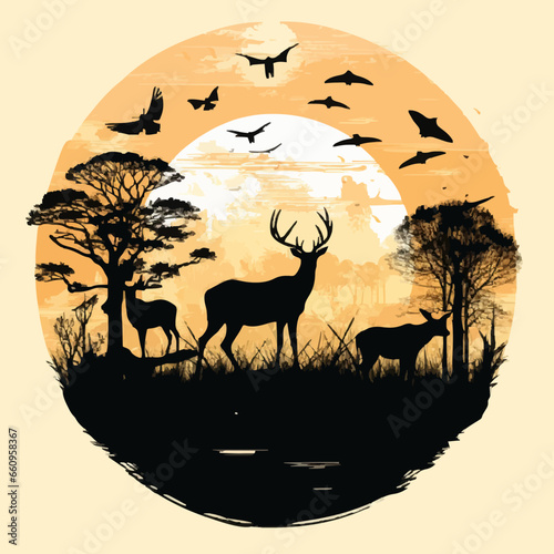parksoutdoor wildlife conservation silhouette di. Created using Generative AI Technology photo
