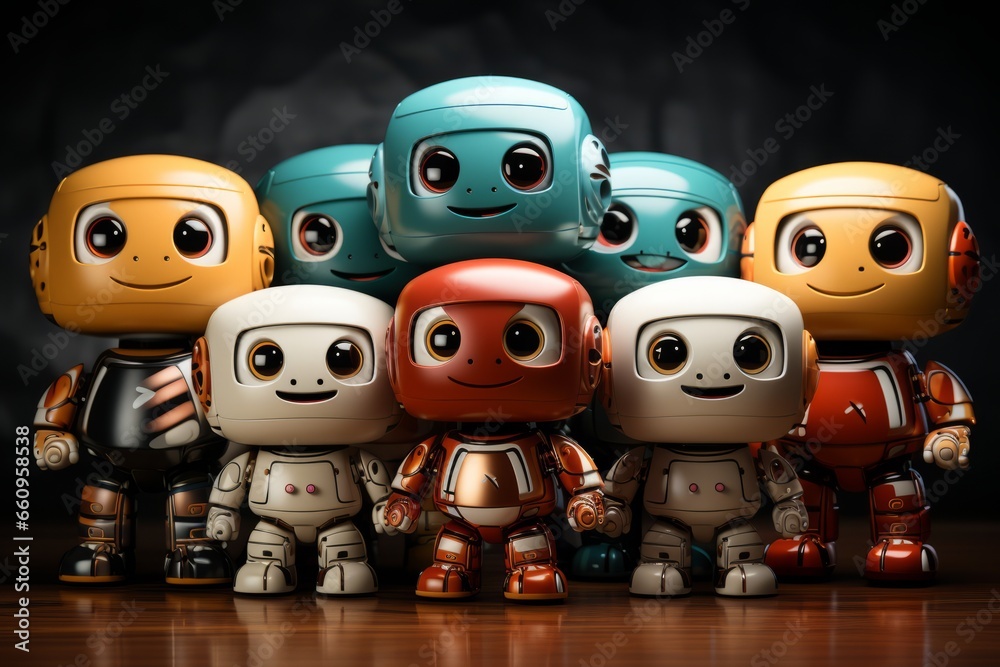 Obraz premium Futuristic robot toys with LED lights, Generative AI