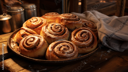 A bunch of cinnamon rolls with icing
