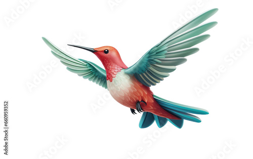 3D Cartoon Hovering Hummingbird on transparent background © zainab