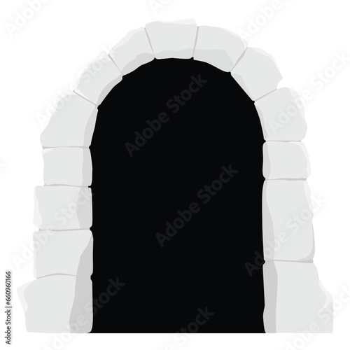 Castle gate, medieval cartoon entrance stone arch